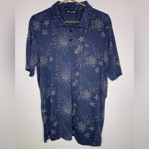 Travis Mathew shirt polo shirt sleeve sz XL NWT Navy Floral “Calmer Waters”